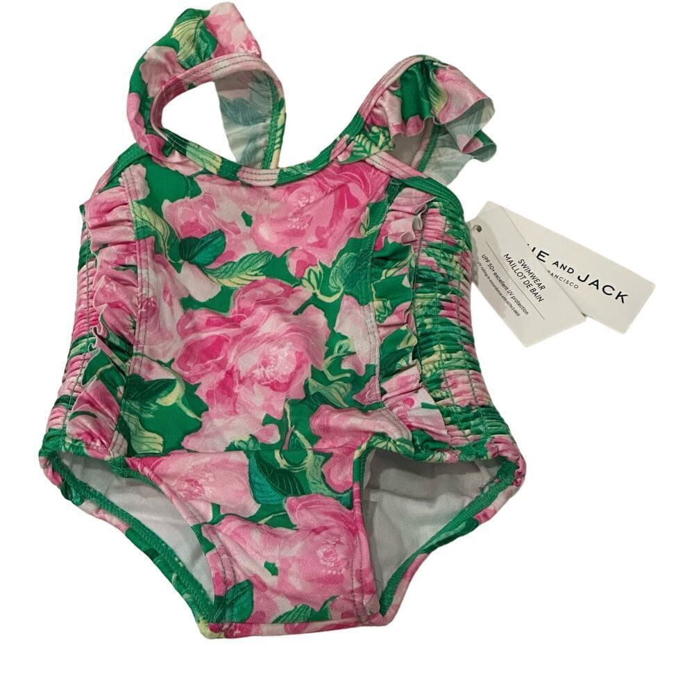 NEW Janie and Jack Pink Rose Bathing Suit sz 3-6 months One Piece SwimSuit